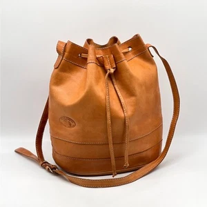 CHACO Vintage Natural Leather Bucket Bag Crossbody Womens Cognac Brown - Picture 1 of 16