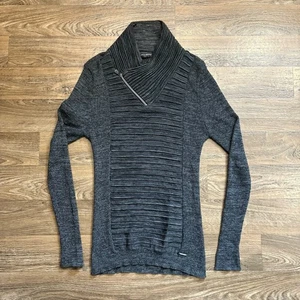 Y2K / Vintage LCR Gray Edition Streetwear Chunky Knit Zip Collar Sweater XXL - Picture 1 of 8