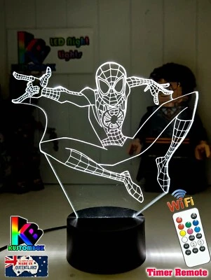SpiderMan Verso Araña Nombre Personalizado 3d Luz Nocturna LED 7 Colores Cambio Habitación Foto 1 de 4