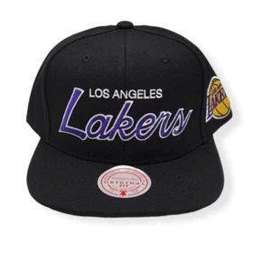 Mitchell & Ness Los Angeles Lakers Team Script 2.0 Black Adjustable Snapback Hat - Picture 1 of 6