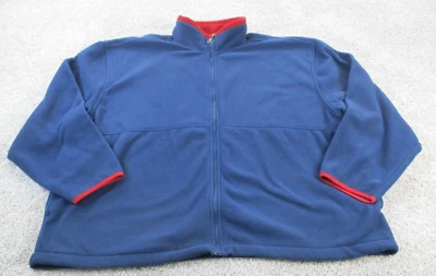 Vintage Basic Editions Full Zip Fleece Jacket 2X Navy Blue Red Pockets High Neck - Image 1 of 4