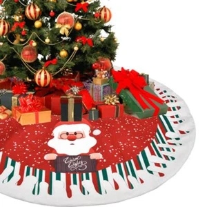 Santa DIY Elk Xmas Tree Skirt Christmas Carpet Xmas Decor Floor Mat Cover - Picture 1 of 17