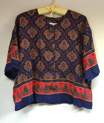 Top vintage Melissa para mujer manga 3/4 con botones ligero geométrico informal Foto 1 de 4