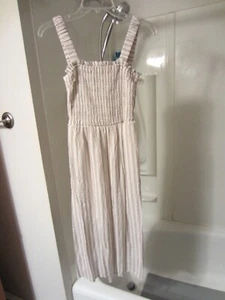 NWT women's sleeveless dress She + Sky Size S ivory/beige striped RETAIL 53.80 - Picture 1 of 16