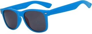 CLASSIC 80s VINTAGE RETRO SMOKE LENS SUNGLASSES SHADES BLUE LIGHT FRAME SUNGLASS - Picture 1 of 5