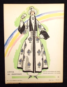Französisch 1922 Bon Ton Du Gazette Pochoir Druck Fernand Simeon Leveil Printemps - Bild 1 von 6