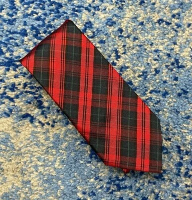 Corbata Paul Fredrick Roja Negra Azul Marino Verde Sesgada Seda a Cuadros Hecha en Italia Foto 1 de 4