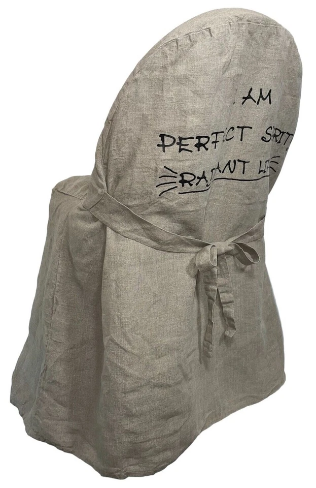 Vintage FLAX by Jeanne Engelhart Affirmation Slipcover 100% Linen Dining Chairs - Image 1 of 4