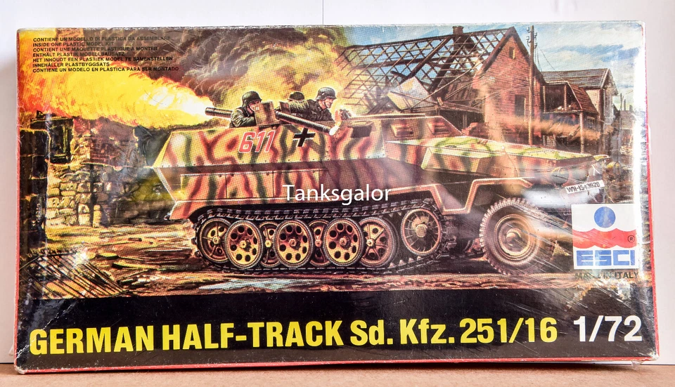 Esci 1/72 German Half-Track Sd.kfz. 251/16 Kit # 8055 Red Box Sides  Sealed LOOK - Image 1 of 1