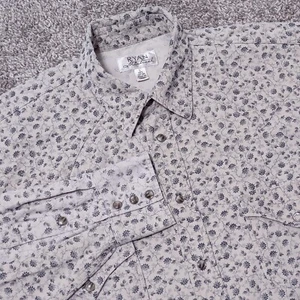 Ryan Michael Shirt Mens Large L Off White Western Floral Pearl Snap Flap Pockets - Picture 1 of 19