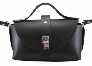 Bolso de cuero con bandolera y asa de mano color NEGRO - Imagen 1 de 4