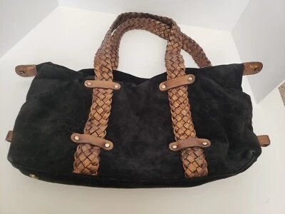 Bolso de mano Donald Pliner grande de gamuza, dimensión aproximadamente 19 W x 11 H, parte inferior 16x4 Foto 1 de 4