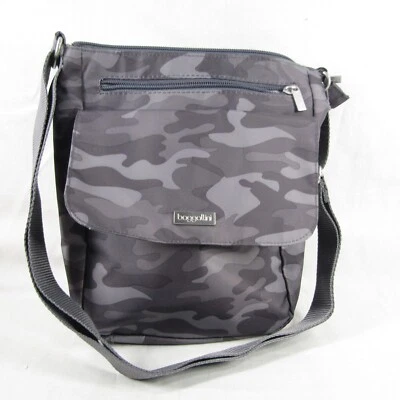 Baggallini Bandolera Cartera Bolso de Hombro Gris Camuflaje Correa Ajustable Nylon Cremallera Foto 1 de 4
