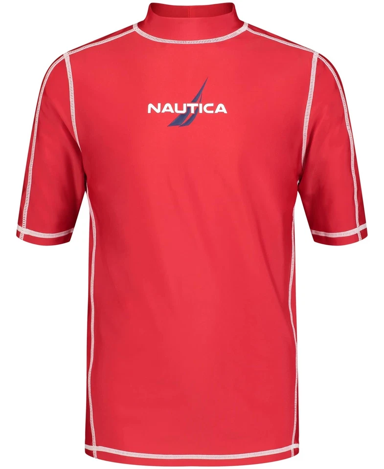 Nautica Boys' Short Sleeve Swim Rashguard with UPF 50+ Sun Protection, Carmine,  - Image 1 of 1
