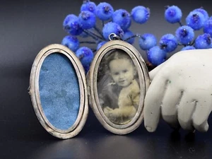 Antikes Memento Mori Medaillon Trauergedenkstätte Anhänger Foto Deutschland Kinder Vintage - Bild 1 von 22
