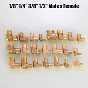 Brass Elbow 90 Degree Pipe Fitting 1/8" 1/4" 3/8" 1/2" Male x Female - Picture 1 of 26