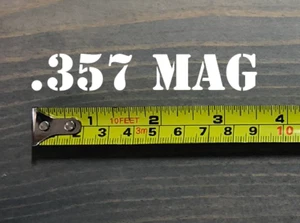 Decalcomania adesivo .357 357 MAG 3,5" scatola lattina munizioni etichetta custodia munizioni PRESSO TAGLIO XO - Foto 1 di 1