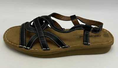 Naturalizer Sandals Womens 6 Black Leather Strappy Comfy Ditza Soul Shoes - Image 1 of 4