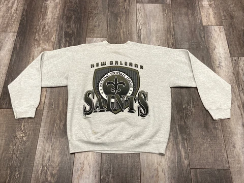 Vintage New Orleans Saints Logo Football Sweatshirt Large 1993 Made In USA Cover