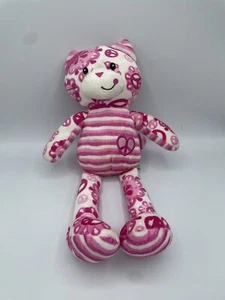Mary Meyer Cat Plush Pink Peace Sign Stuffed Animal Heart Striped Kitty 13" - Picture 1 of 4