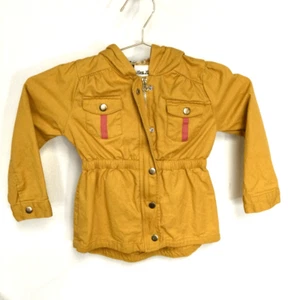 Little Lass Girls Yellow Elastic Waist Full Zip Hooded Anorak Jacket Size 5 - Picture 1 of 11