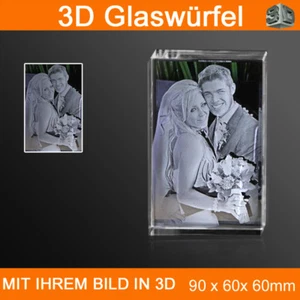 R90 3D Foto im Glas Gravur Geschenkidee Weihnachten Baby Ehemann Kinder Frau - Bild 1 von 3