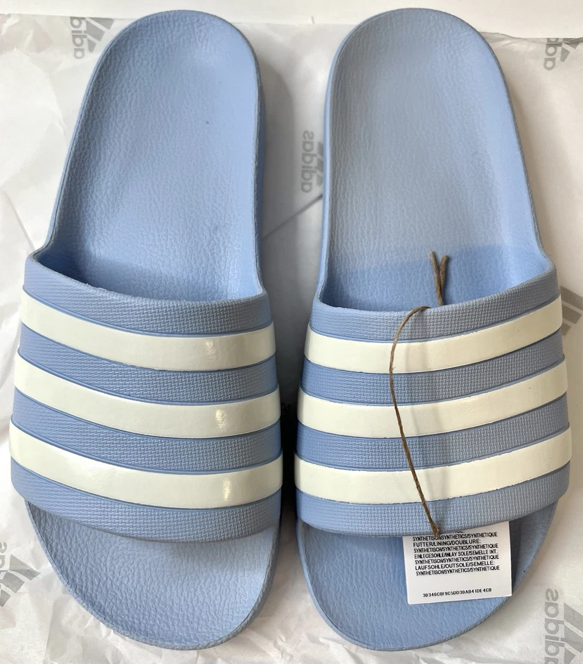 ADIDAS Women's ADILETTE AQUA SLIDES SZ 8 Glow Light Blue IE8919 SANDLE
