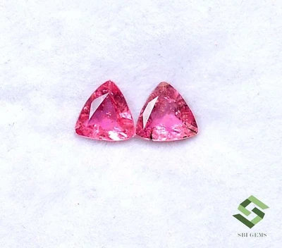 5x5 mm Natural Pink Tourmaline Trillion Cut Pair 0.75 CTS Loose Certified Gems - Image 1 of 4