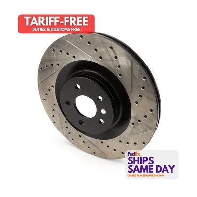 Stoptech 127.61124L, One Sport Drilled/Slotted Br ake Rotor Iron Black Performan - Image 1 of 4