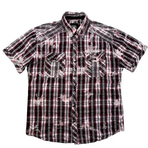 Affliction Hemd Herren L Kurzarm Bestickt Perlen Knopfleiste Live Fast Y2K - Bild 1 von 10