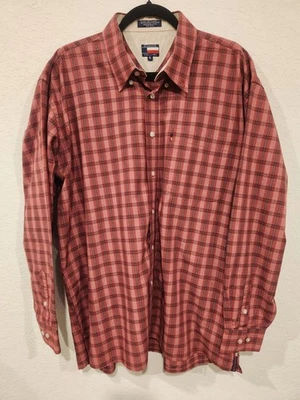 Camisa de vestir Giorgio Cellini para hombre a cuadros con botones XL roja manga larga algodón... Foto 1 de 4
