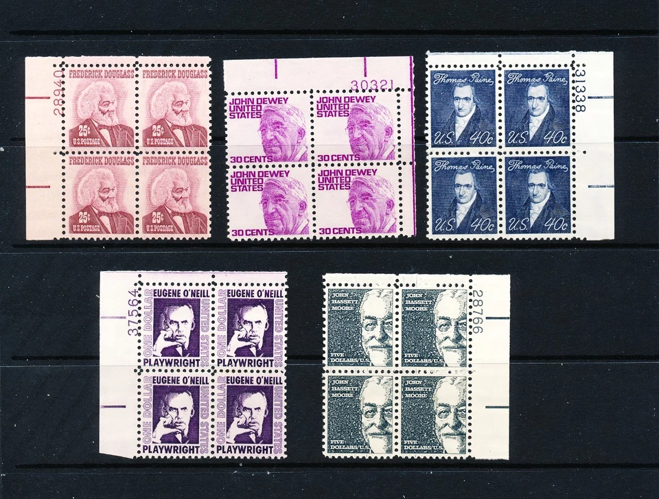 5 High Denom. Plate Blocks of the Prominent Americans Series, MNH, Face $27.80 - Image 1 of 1