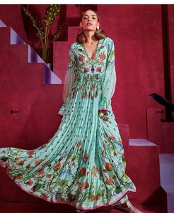 Limerick by Abirr n' Nanki Mara Gown Sz S Floral Maxi Dress Parrot India Whimsy - Picture 1 of 17