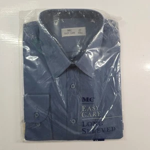 MENS MC Easy Care Long Sleeve Shirt / Navy / Cotton Blend / 17" 43cm - Picture 1 of 3