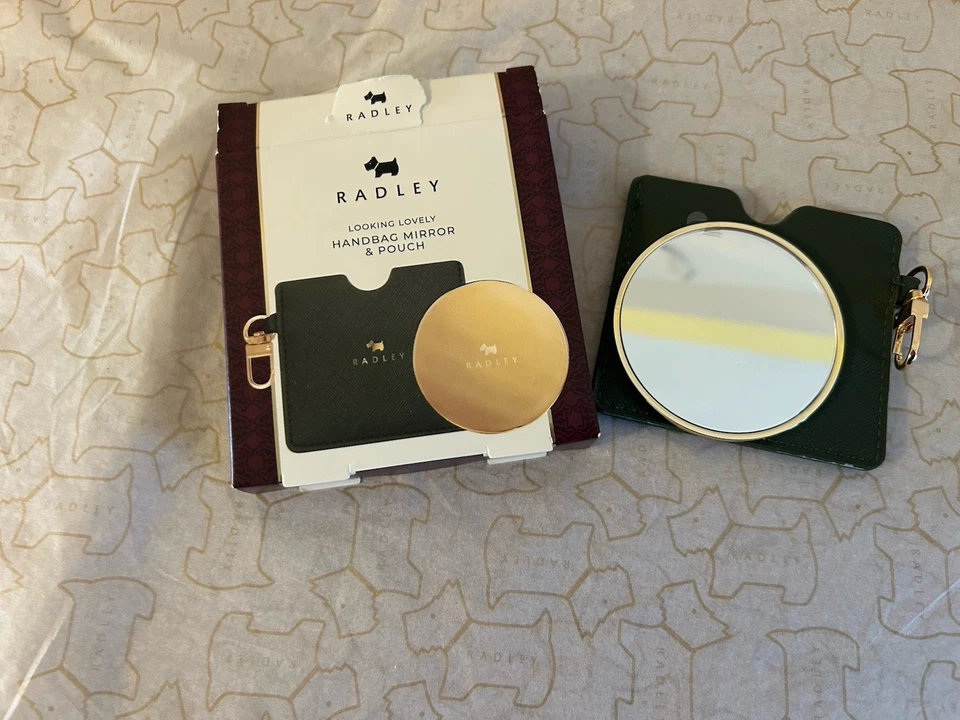 Radley Handbag Mirror And Green Pouch Gift -Boxed