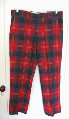 PANTALONES DE LANA A CUADROS ROJOS VINTAGE AH AUSTIN HILL 38 X 28 Foto 1 de 4