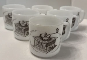 Juego de 6 tazas federales de vidrio de leche taza molinillo de café Moor Man's 8 OZ años 60 de colección - Imagen 1 de 5