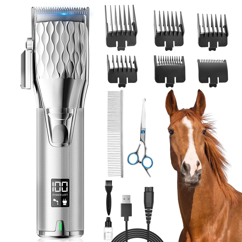 FERNLANDIA Horse Clippers, Cordless Trimmers Grooming Kit with 2500Mah Batteryï¼ŒLow Noi...