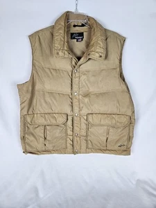 Vintage Snowbird Down Filled Vest Tan Pockets Men’s Sz XL 52 INCH Chest Snaps - Picture 1 of 7