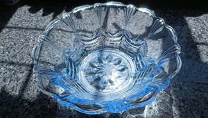 Art Deco Blue Glass Fruit Bowl Czechoslovakia Bohemia - Bild 1 von 6