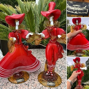 PAAR Mid Century Murano Tänzer 15” 13” venezianisches Glas Co. gezogene Klebeetiketten - Bild 1 von 21