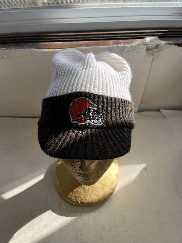 De colección NFL Cleveland Browns Gorra Tejida Gorro Reebok 2 Tonos Blanco Marrón Foto 1 de 4