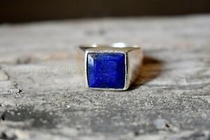 925 Sterling Silver Blue Sapphire Men Ring, Vintage Ottoman Signet Rings TM060