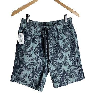 NUEVO CON ETIQUETAS ROWM Pantalones Cortos Para Hombre Estampado Hoja Algodón Cambray Talla S Foto 1 de 4