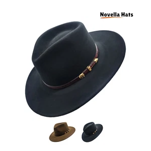 Wool Felt Cowboy Hat Wide Brim Crushable Sun Hat for Men & Women – Western - Picture 1 of 28