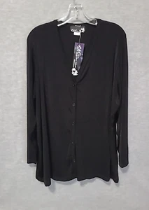 CSC Studios Damen Strickjacke Größe 1X Schwarz Knopfleiste Langarm Oberteil - Bild 1 von 6