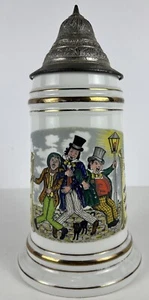 Vintage alte Höhr deutsch bunt gewagter Akt Lithophanie Figur Deckel Bierstein - Bild 1 von 16