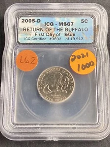 2005-D Jefferson Nickel MS67 Bison  ICG L62 - Picture 1 of 4