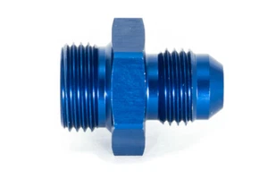 Gewindeadapter G 3/8" BSP zu Dash 6 / -6 AN / JIC 6 Blau eloxiert 9/16 - 18UNF - Picture 1 of 3