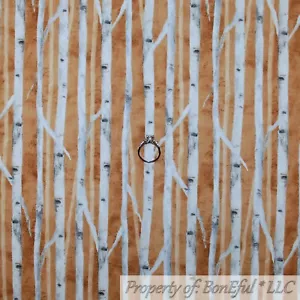 BonEful FABRIC FQ Cotton Quilt Brown Tone Bamboo Birch Tree Stripe Forest Woods - Picture 1 of 12